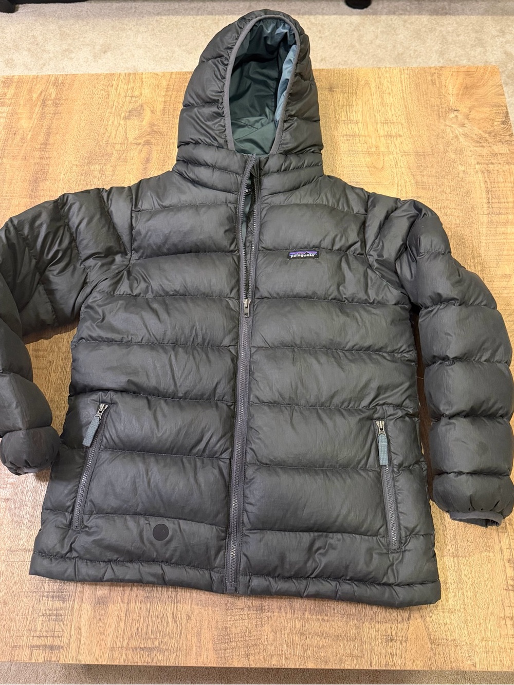 Patagonia Kids Hooded Puffer Jacket - Charcoal